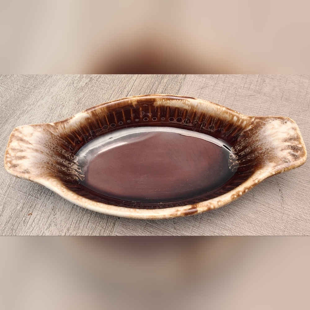 Vintage McCoy Brown Drip Glaze Casserole Au Gratin Baking Dish 7031  8.5 in